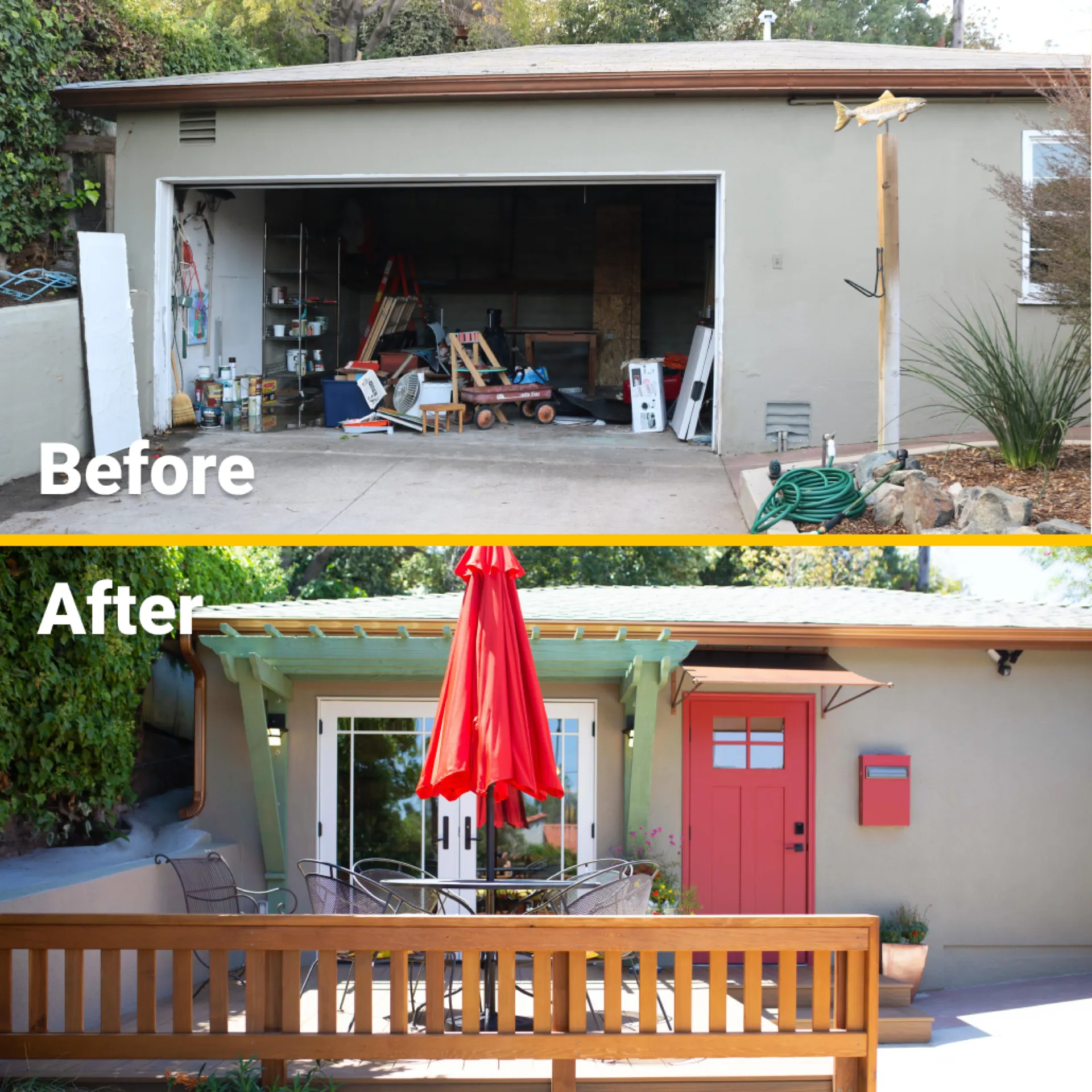 Before and after garage conversion